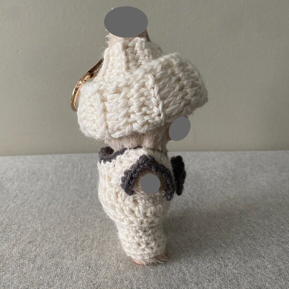 Handmade Crochet Cute White Grey Holiday Winter Outfit for 17cm Doll 3-Piece Set - Picture 4 of 6